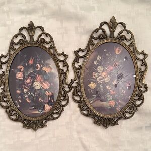 Pair of vintage Italian ornate brass frames